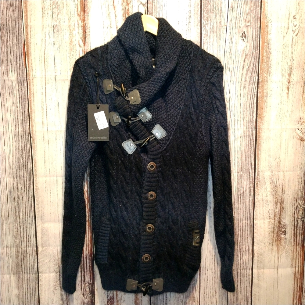 NWT LCR Blue toggle cardigan